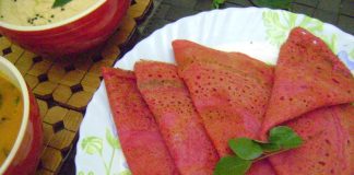 Delicious Beetroot Dosa recipe for breakfast