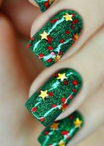 Good Old Green and Red Nail Art