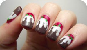 Christmas Pudding Nail Art