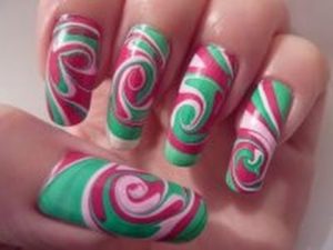 Festive Water Marbling Nail Art