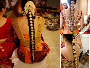 Long braid with jewellery 300x225 - Most beautiful South Indian wedding hairstyles for Long Hair
