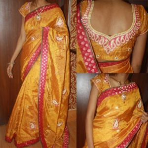 Maggam Work Border Designs on Sarees