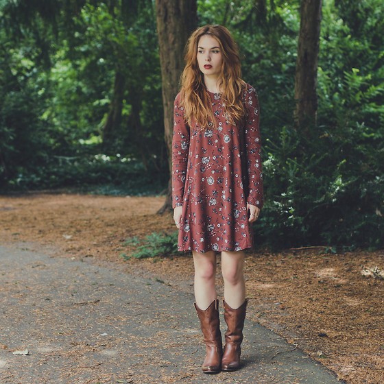 Asymmetrical Dress with Cowboy Boots