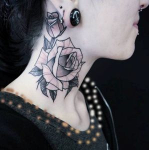 Rose Tattoo on neck